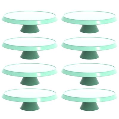 8 Porta Bolos e Tortas Verde Menta com Pé 28cm Bubble Crippa Boleiras para Confeitarias Docerias