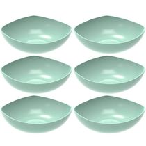 6 Tigelas Saladeira Verde Menta Trio Plástica Crippa Salada Sobremesa Pipoca Doces