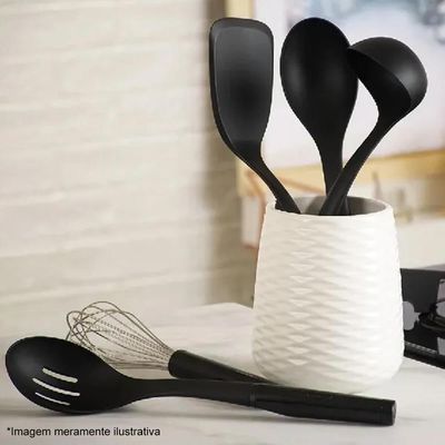 12 Conchas Pretas Nylon 32cm Cozinha Servir Sopas Molhos Feijão Kitch