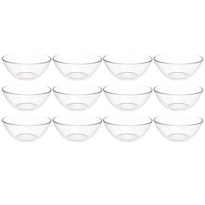 Kit 12 Tigelas 2,3L Transparente Travessa Redonda Servir Salada Sobremesa Crippa