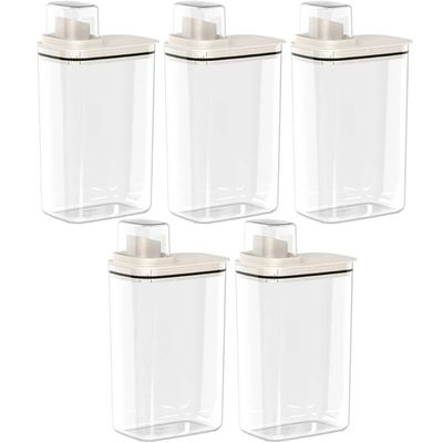 Kit 5 Dispenser de Sabão Líquido 2,3L Bege Tampa Medidora Ou para Amaciante Detergente