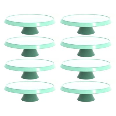 8 Bases Porta Bolos Verde Menta 30cm com Pé Bubble Crippa Suporte Tortas Doces Docerias Confeitaria