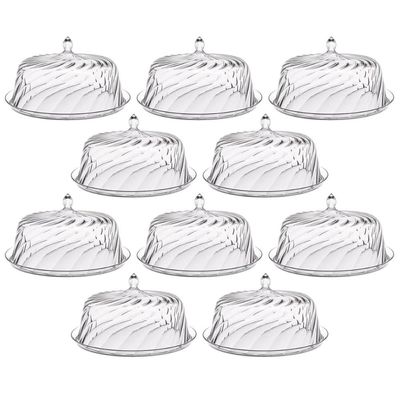 Conjunto 8 Porta Bolos Transparente com Cúpula 25cm Tortas Doces Padaria Hotel Crippa