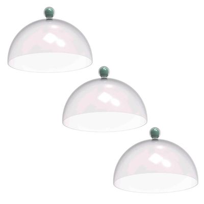Kit 3 Cúpulas de Plástico 30cm Bolos Tortas Doces Padaria Café Hotel Crippa Verde Menta