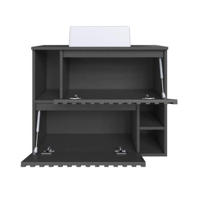 Gabinete De Banheiro Suspenso 75cm Luiza Grafite Cuba Branca e 2 Portas Basculante