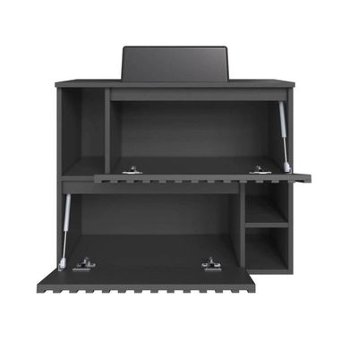 Gabinete De Banheiro Suspenso 75cm Luiza Grafite Cuba Preta e 2 Portas Basculante