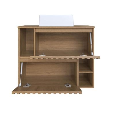 Gabinete De Banheiro Suspenso 75cm Luiza Mel com Cuba Branca e 2 Portas Basculante