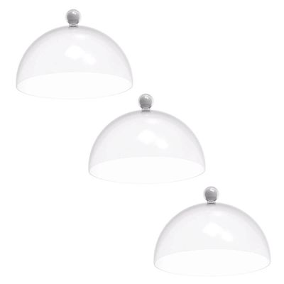 Kit 3 Cúpulas 25cm Brancas Bubble Crippa Porta Bolo Tortas Doces Confeitaria Padaria