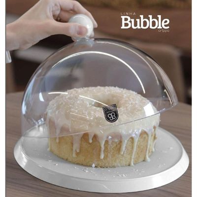 Kit 3 Cúpulas 25cm Brancas Bubble Crippa Porta Bolo Tortas Doces Confeitaria Padaria
