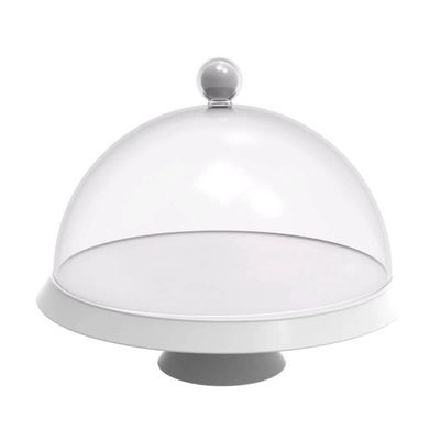 Kit 3 Porta Bolos 25cm Branco com Cúpula e Pé Bubble Crippa Tortas Doces Boleira