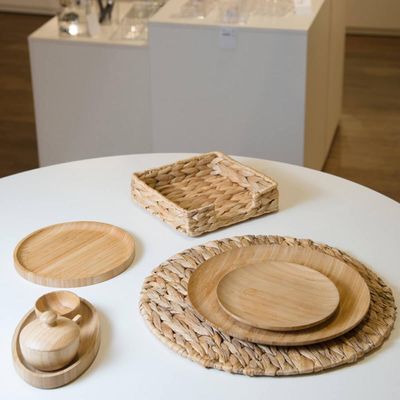 Kit 12 Petisqueiras Bambu 20cm Redonda Servir Restaurante Mesa Posta Bandeja Round Lyor