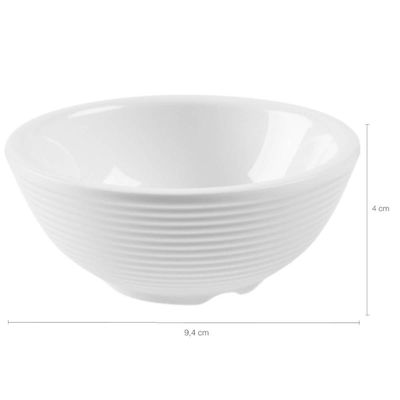 Kit 24 Bowls de Melamina 90ml Branco com Relevo Ramekin Shimeji Molhos Shoyu