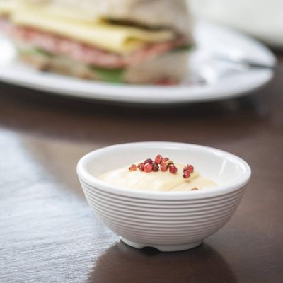 Kit 24 Bowls de Melamina 90ml Branco com Relevo Ramekin Shimeji Molhos Shoyu