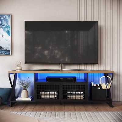 Rack Industrial para Tv até 60" com led RGB  P1033 Preto/Mel