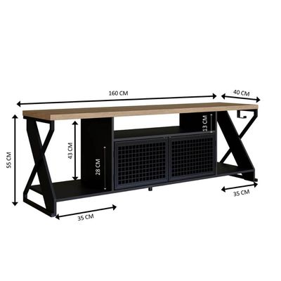 Rack Industrial para Tv até 60" com led RGB  P1033 Preto/Mel