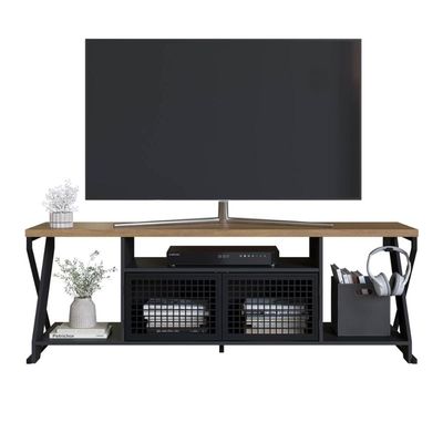 Rack Industrial para Tv até 60" com led RGB  P1033 Preto/Mel