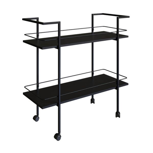 Carrinho Bar Industrial com 2 Prateleiras P1036 Preto