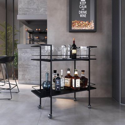 Carrinho Bar Industrial com 2 Prateleiras P1036 Preto