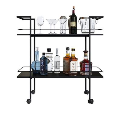 Carrinho Bar Industrial com 2 Prateleiras P1036 Preto