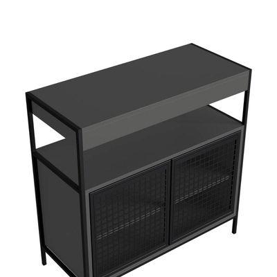 Gabinete de Banheiro 80cm  com 2 Portas P1038 Preto/Grafite sem Cuba