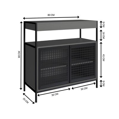 Gabinete de Banheiro 80cm  com 2 Portas P1038 Preto/Grafite sem Cuba