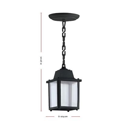 Pendente Luminária Teto Colonial Vintage Preto E27 Interno E