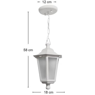 Pendente Colonial Externo Branco Luminária de Teto Lustre Clássico Lente Fosca Dital Grega