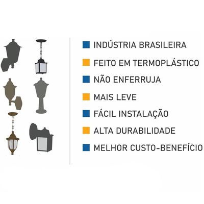 Luminária de Chão Balizador Jardim Colonial Marrom 45x18cm Spot Alto