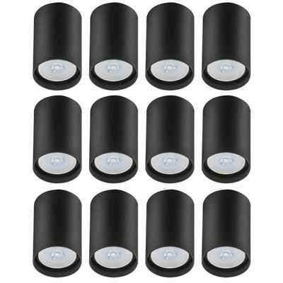 Kit 12 Spots de Sobrepor para Teto 8x12,5cm Preto Bivolt Lum