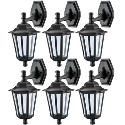 Kit 6 Luminárias Arandelas Pretas de Parede Dital 8x24x37cm Bivolt Lâmpada E27 Bivolt