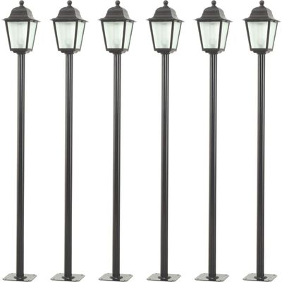 Kit 6 Postes Coloniais 1,95m Luminárias de Chão Jardim Preta