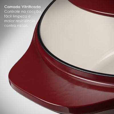 Panela de Ferro Fundido Esmaltado Caçarola Electrolux Expert 24cm Vermelha