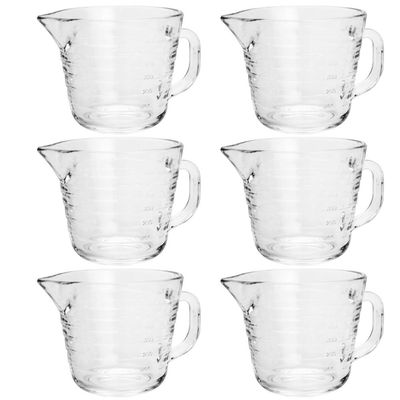 Kit 6 Jarras Medidoras de Vidro 700ml Lyor Copos Medidas Receitas Alça Bico