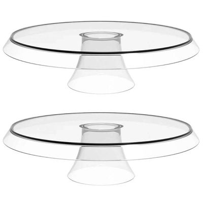 Kit 2 Boleiras com Cúpula e Pé 25cm Transparente Glassy Crippa Doces Tortas Petiscos
