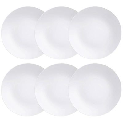 Kit 6 Pratos Rasos Porcelana Leonora Tramontina 25cm Branco Mesa Posta Cozinha Restaurante