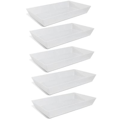 Kit 5 Travessas Melamina Brancas 53x32cm Restaurante Buffet Servir Salada Massa Carne