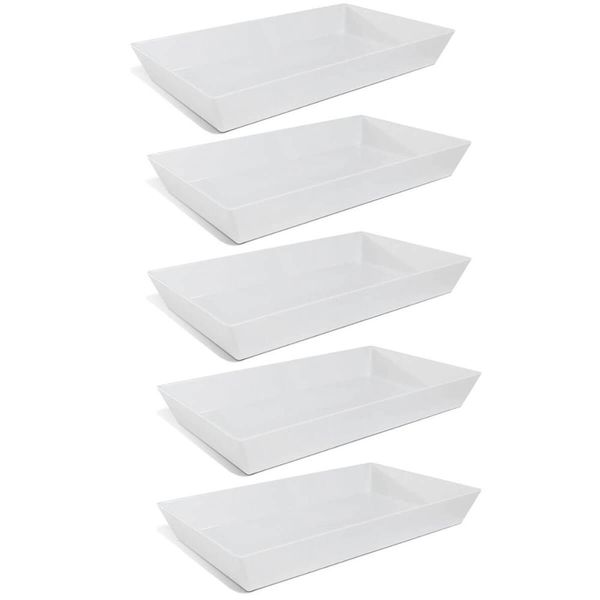 Kit 5 Travessas Melamina Brancas 53x32cm Restaurante Buffet Servir Salada Massa Carne