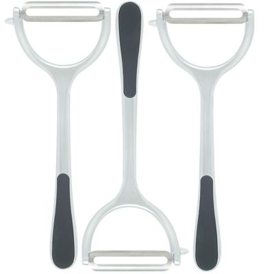 Kit 3 Descascadores de Legumes Manual Inox Wolff 18cm Antiderrapante Chef Pro