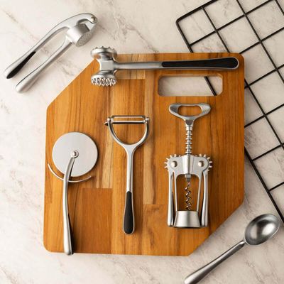 Kit 5 Descascadores de Alimentos 18cm Manual Inox Wolff Antiderrapante Legumes
