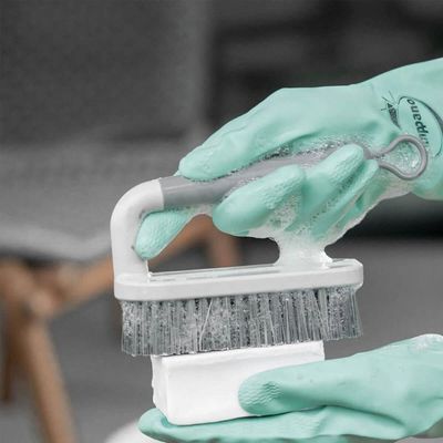Kit 5 Escovas para Lavar Piso Calçado Roupa Escovão Anatômico Flow Bege Cerdas Resistentes