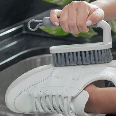Kit 5 Escovas para Lavar Piso Calçado Roupa Escovão Anatômico Flow Bege Cerdas Resistentes