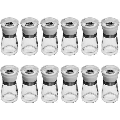Kit 12 Moedores de Sal e Pimenta 170ml Vidro Manual Triturad