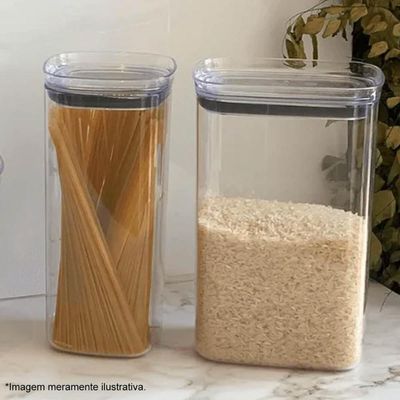 Kit 2 Potes Herméticos 1,5L Porta Mantimentos Plástico Ou Tr