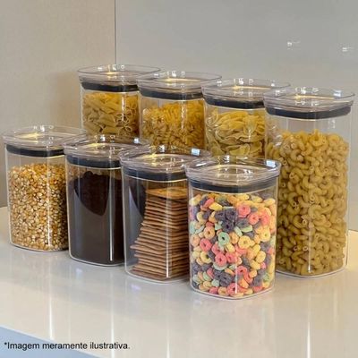 Kit 2 Potes Herméticos 1,5L Porta Mantimentos Plástico Ou Tr