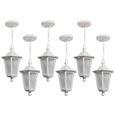 Conjunto 6 Pendentes de Teto Brancos 58cm Luminárias Gregas Dital Bivolt Lente Fosca