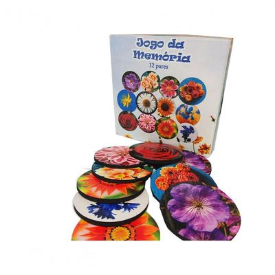 Super Jogo Da Memória Cognitivo Lindas Flores 12 Pares Mdf