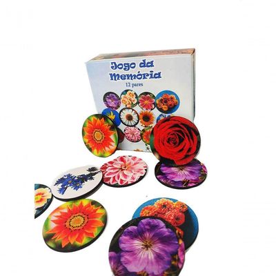 Super Jogo Da Memória Cognitivo Lindas Flores 12 Pares Mdf