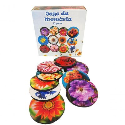 Super Jogo Da Memória Cognitivo Lindas Flores 12 Pares Mdf