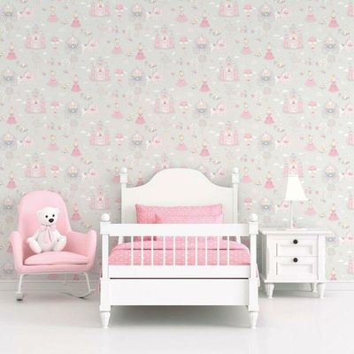 Papel De Parede Conto De Fadas - G78370 Cinza E Rosa Tiny Tots 2 - G78370