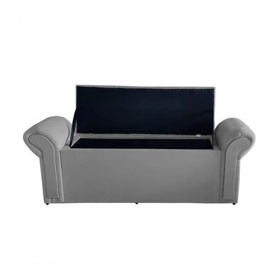 Kit De Quarto Cabeceira De Cama Box E Calçadeira Baú Dubai King 195 Cm Suede Prata Do Lar Móveis E Decoração